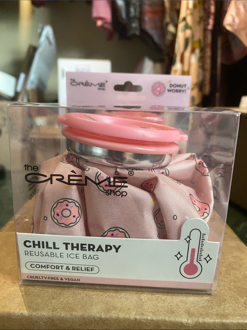 therapy Pink Donut Print Chill Therapy Reusable Ice Bag